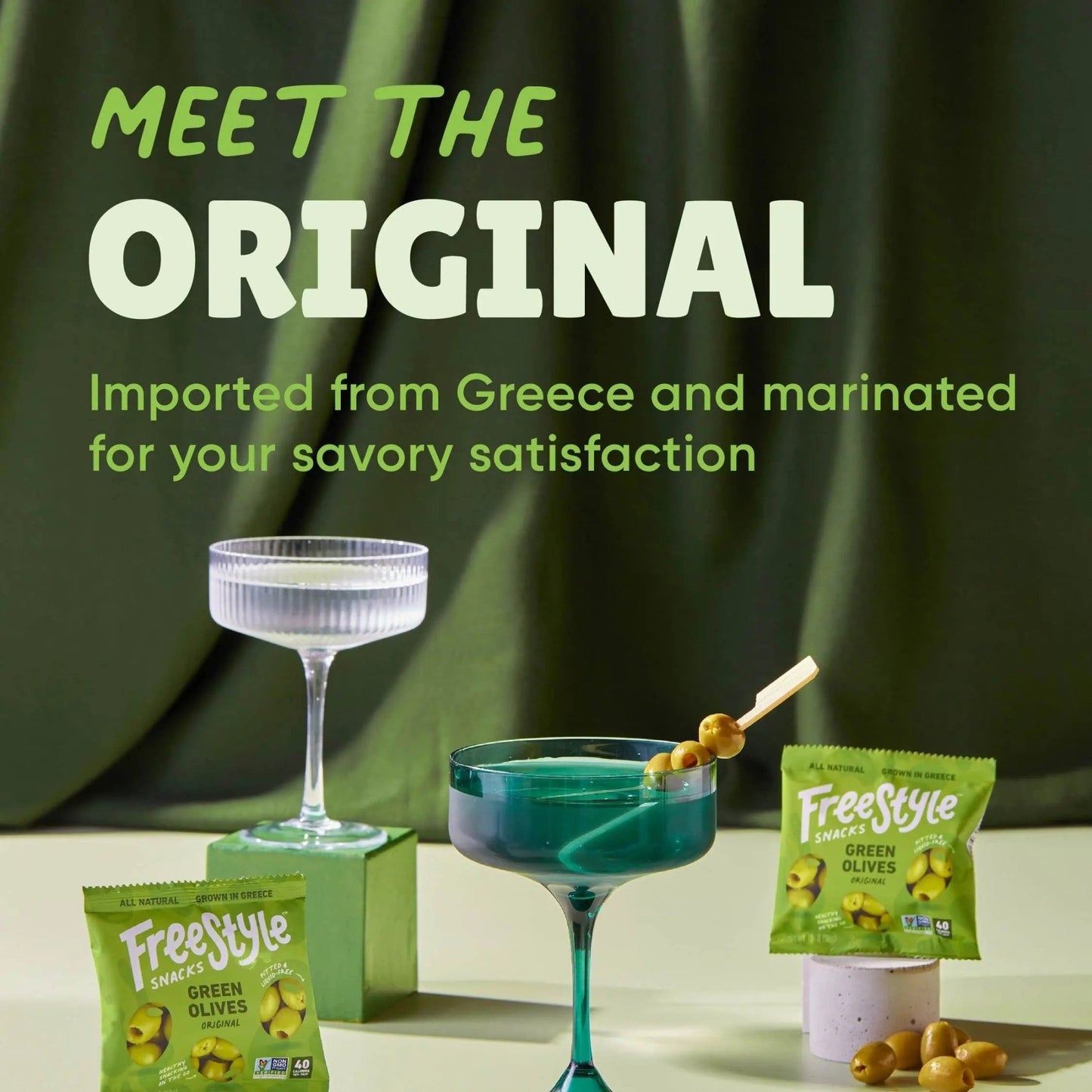 Freestyle Snacks Olive Snack Packs - 24 Pack Variety - Original Green, Hot & Spicy, Lemon Garlic, and Kalamata - Grown in Greece, All Natural, Non - GMO, Paleo, Sugar - Free, Keto Snack, 1.1oz (24 Pack) - Fresh Hearth