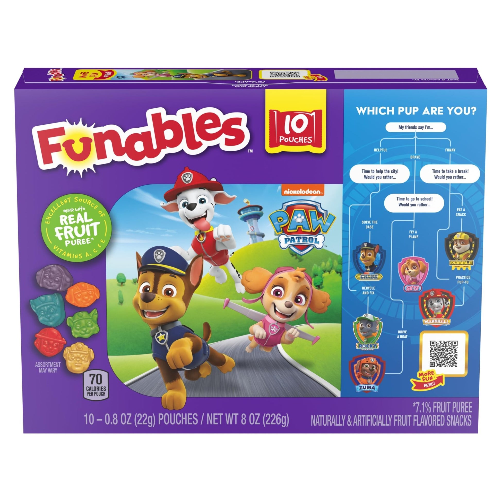 Funables Fruity Snacks, PAW Patrol, Assorted Fruit, Flavored Snacks, 0.8 oz 10 ct - Fresh Hearth