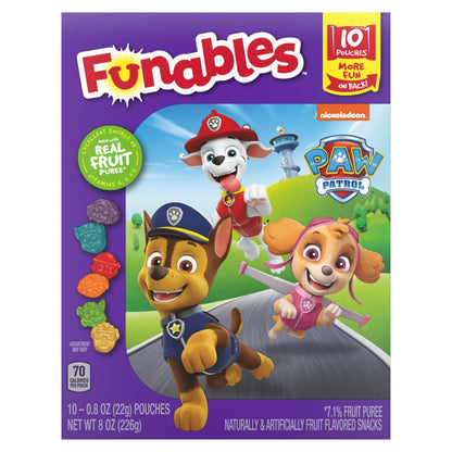 Funables Fruity Snacks, PAW Patrol, Assorted Fruit, Flavored Snacks, 0.8 oz 10 ct - Fresh Hearth