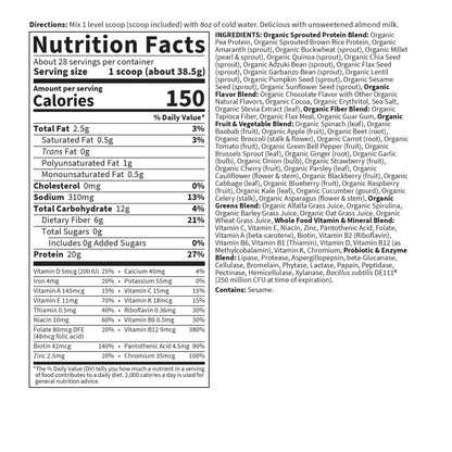 Garden of Life Meal Replacement Shakes, Vegan Raw Organic Protein Powder, Chocolate Protein Powder with Plant Based Pea Protein, Sprouts, Greens, Probiotics, Dairy Free 28 Servings - Fresh Hearth
