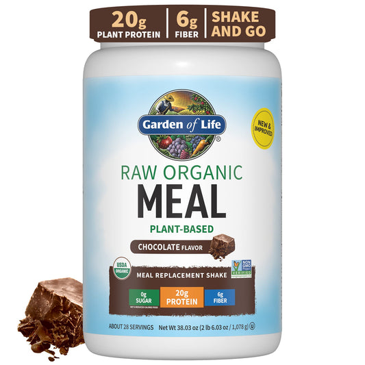 Garden of Life Meal Replacement Shakes, Vegan Raw Organic Protein Powder, Chocolate Protein Powder with Plant Based Pea Protein, Sprouts, Greens, Probiotics, Dairy Free 28 Servings - Fresh Hearth