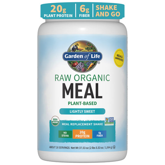 Garden of Life Meal Replacement Shakes, Vegan Raw Organic Protein Powder, Lightly Sweet Protein Powder with Plant Based Pea Protein, Sprouts, Greens, Probiotics, Dairy Free 28 Servings - Fresh Hearth