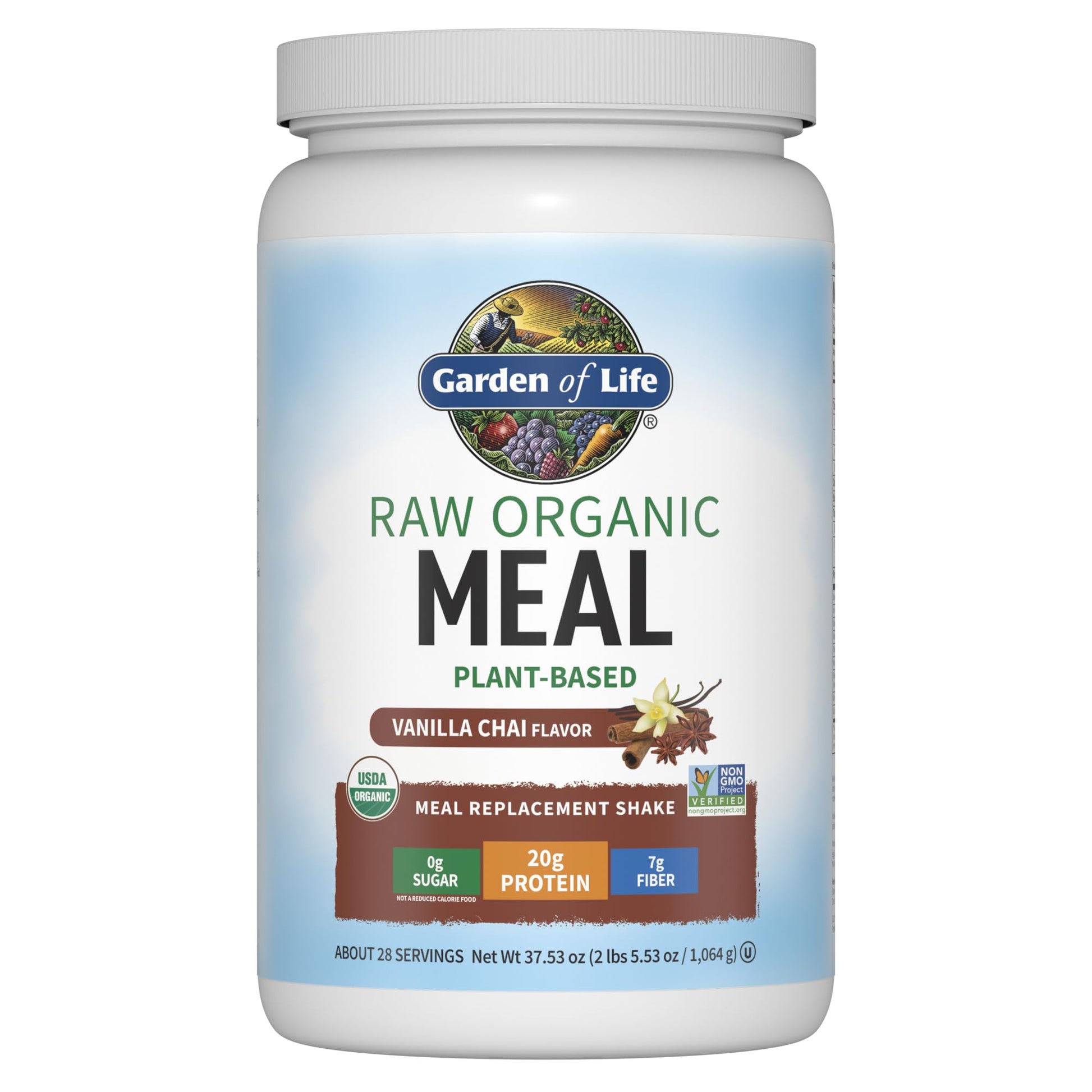 Garden of Life Meal Replacement Shakes, Vegan Raw Organic Protein Powder, Vanilla Chai Protein Powder with Plant Based Pea Protein, Sprouts, Greens, Probiotics, Dairy Free 28 Servings - Fresh Hearth