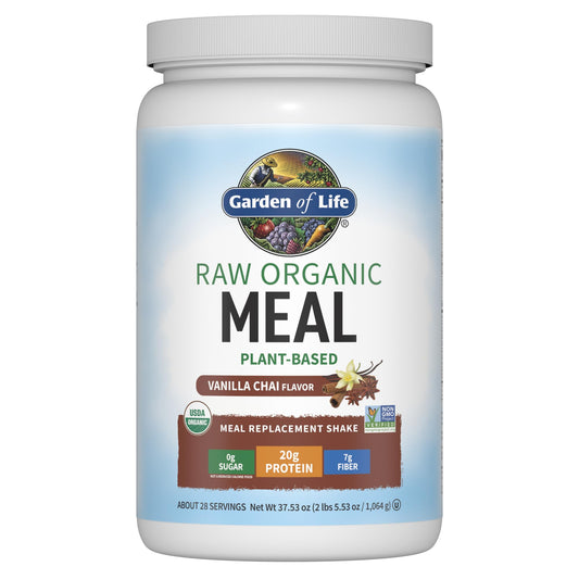 Garden of Life Meal Replacement Shakes, Vegan Raw Organic Protein Powder, Vanilla Chai Protein Powder with Plant Based Pea Protein, Sprouts, Greens, Probiotics, Dairy Free 28 Servings - Fresh Hearth