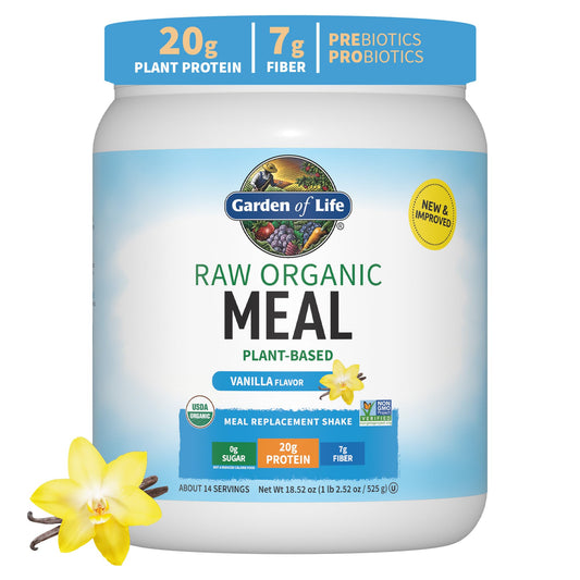 Garden of Life Meal Replacement Shakes, Vegan Raw Organic Protein Powder, Vanilla Protein Powder with Plant Based Pea Protein, Sprouts, Greens, Probiotics, Dairy Free 14 Servings - Fresh Hearth