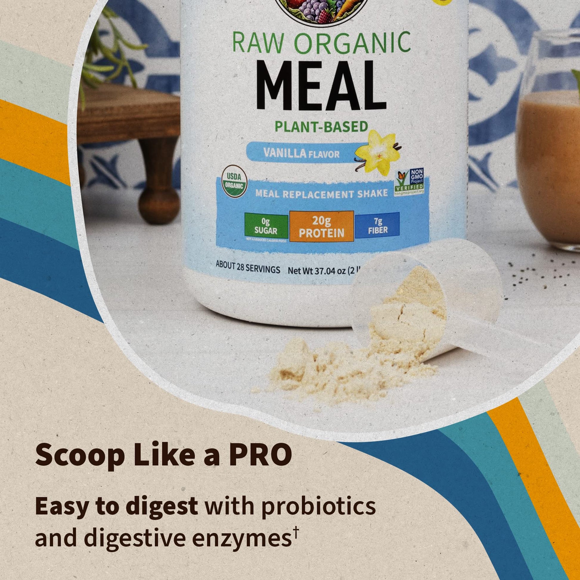 Garden of Life Meal Replacement Shakes, Vegan Raw Organic Protein Powder, Vanilla Protein Powder with Plant Based Pea Protein, Sprouts, Greens, Probiotics, Dairy Free 28 Servings - Fresh Hearth