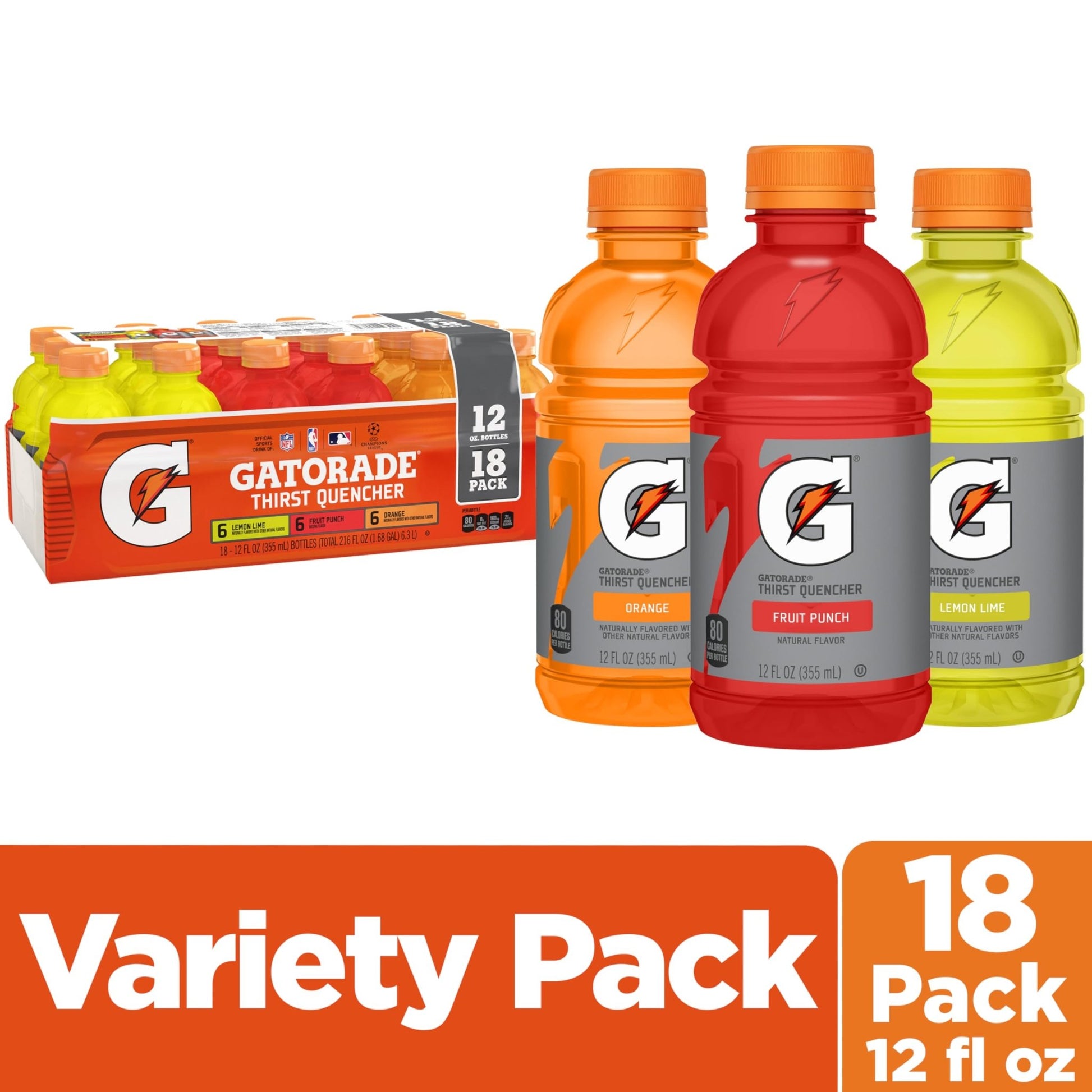Gatorade Thirst Quencher Sports Drink, Variety Pack, 12 Fl Oz (Pack of 18) - Fresh Hearth