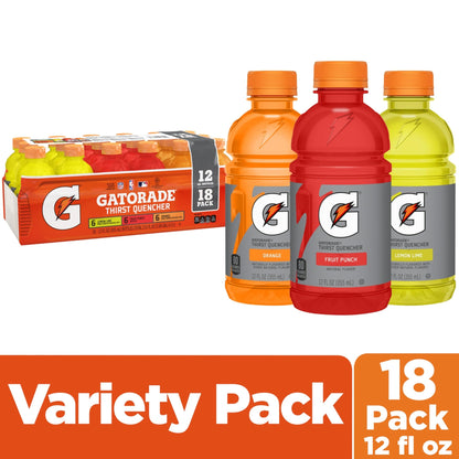 Gatorade Thirst Quencher Sports Drink, Variety Pack, 12 Fl Oz (Pack of 18) - Fresh Hearth
