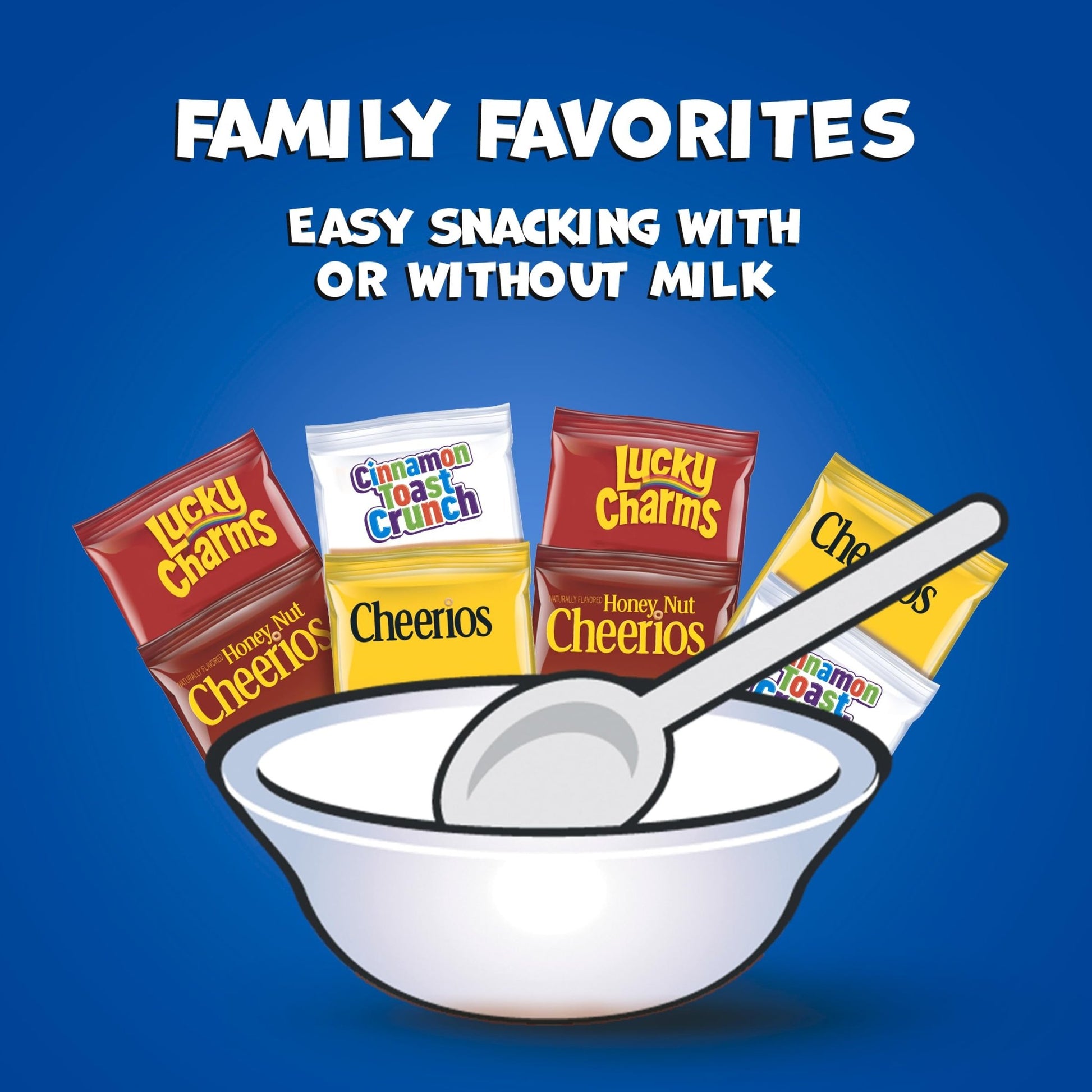 General Mills Cereal Variety Pack, Lucky Charms, Cinnamon Toast Crunch, Cheerios, and Honey Nut Cheerios, 8 Single Serve Pouches, 9.14 oz - Fresh Hearth