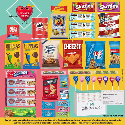 Gift A Snack - Haloween Trick or Treats Snack Box Variety Pack Care Package + Greeting Card (40 Count) Birthday Sweet Treats Gift Basket, Candies Chips Crackers Bars, Office Food Assortments - Fresh Hearth