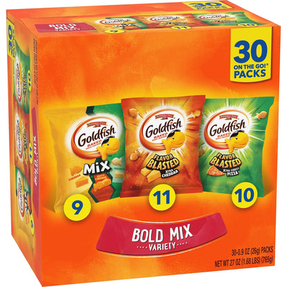 Goldfish Bold Mix Variety Pack Snack Crackers, 1 oz Snack Packs, 30 Ct Box (Pack of 2) - Fresh Hearth