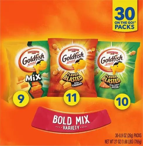 Goldfish Bold Mix Variety Pack Snack Crackers, 1 oz Snack Packs, 30 Ct Box (Pack of 2) - Fresh Hearth