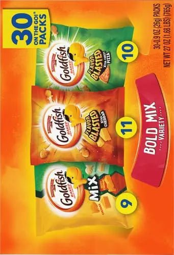 Goldfish Bold Mix Variety Pack Snack Crackers, 1 oz Snack Packs, 30 Ct Box (Pack of 2) - Fresh Hearth