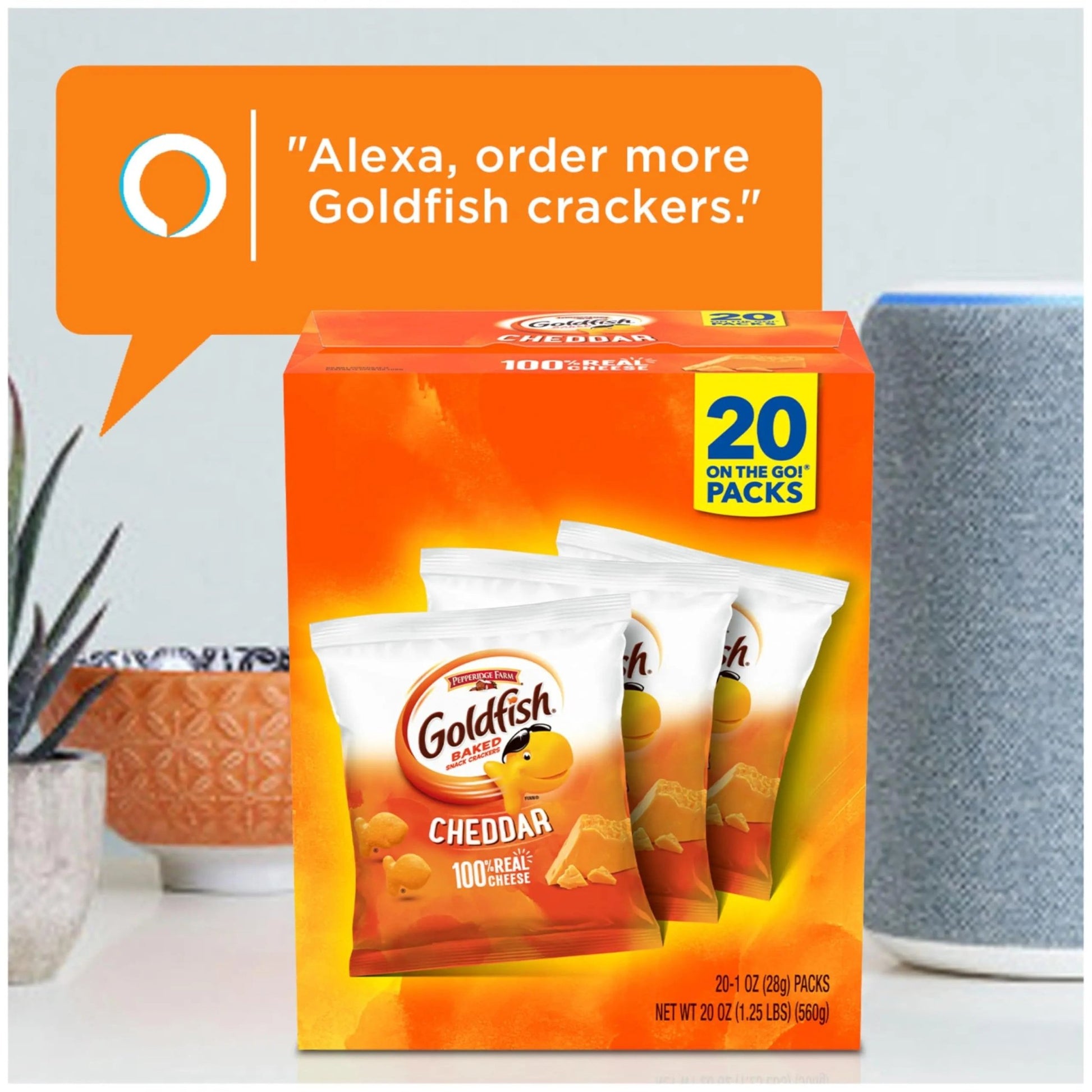 Goldfish Cheddar Cheese Crackers, Baked Snack Crackers, 1 oz On - the - Go Snack Packs, 20 Count Box - Fresh Hearth
