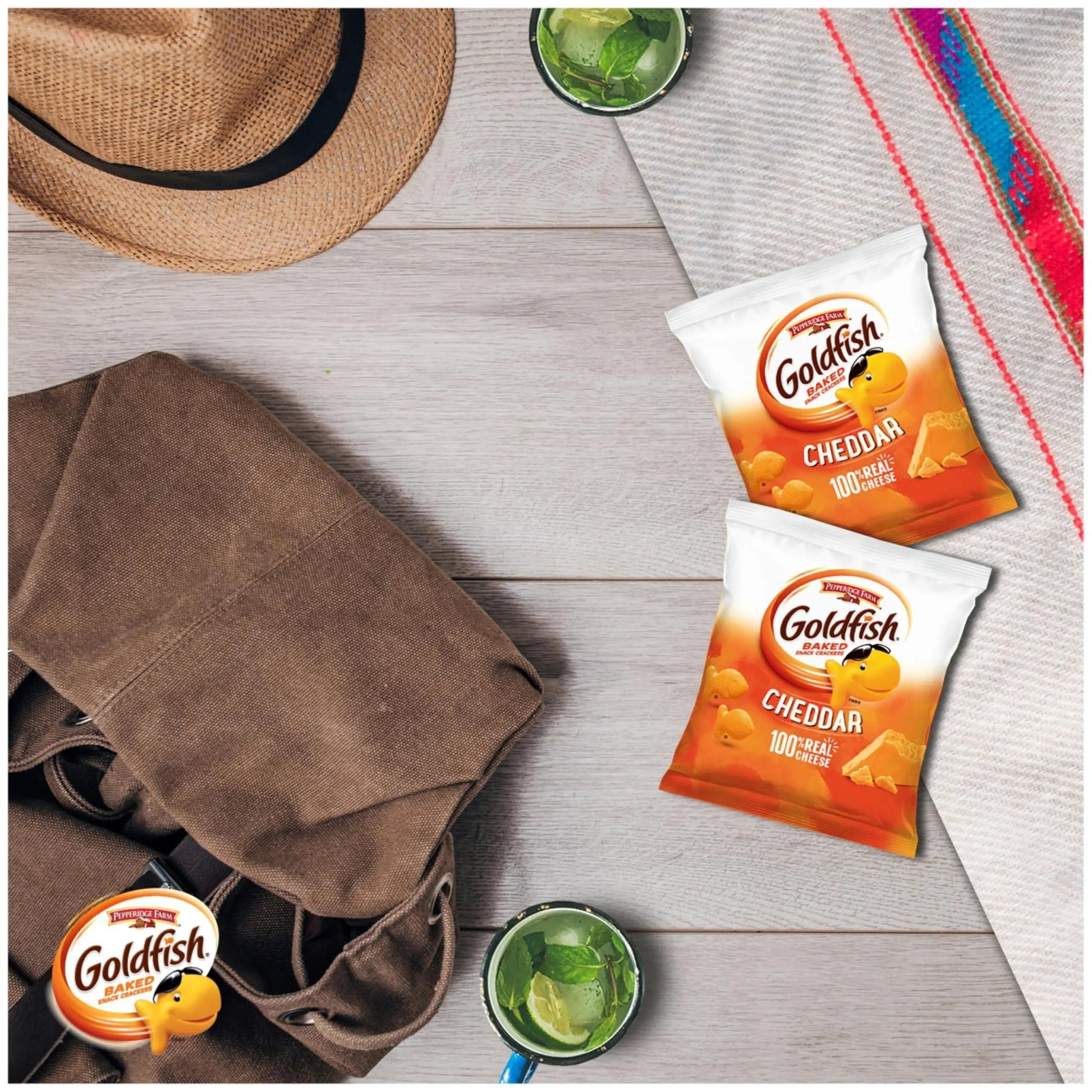 Goldfish Cheddar Cheese Crackers, Baked Snack Crackers, 1 oz On - the - Go Snack Packs, 20 Count Box - Fresh Hearth
