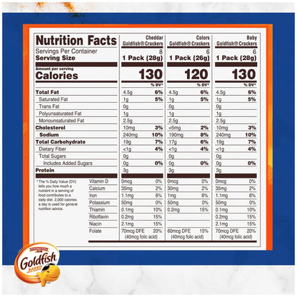 Goldfish Crackers Family Faves Crackers, Cheddar, Colors and Baby Crackers Snack Packs, 20 - Ct Variety Pack - Fresh Hearth