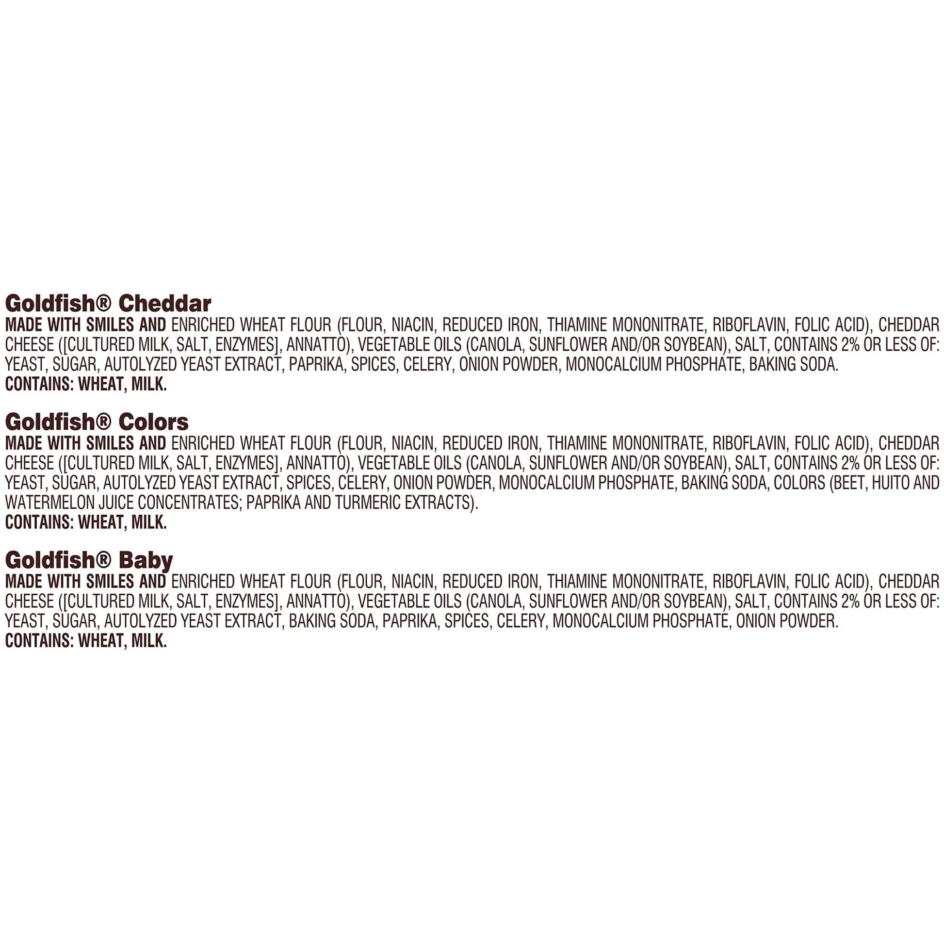 Goldfish Crackers Family Faves Crackers, Cheddar, Colors and Baby Crackers Snack Packs, 20 - Ct Variety Pack - Fresh Hearth