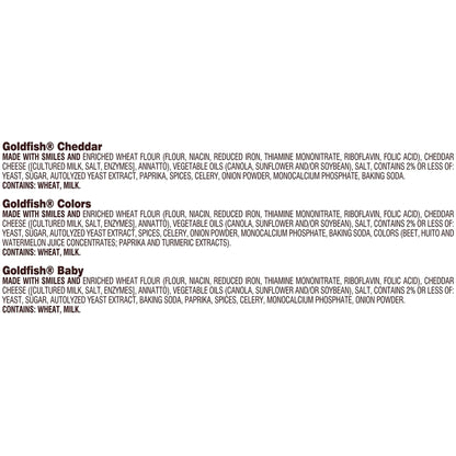 Goldfish Crackers Family Faves Crackers, Cheddar, Colors and Baby Crackers Snack Packs, 20 - Ct Variety Pack - Fresh Hearth