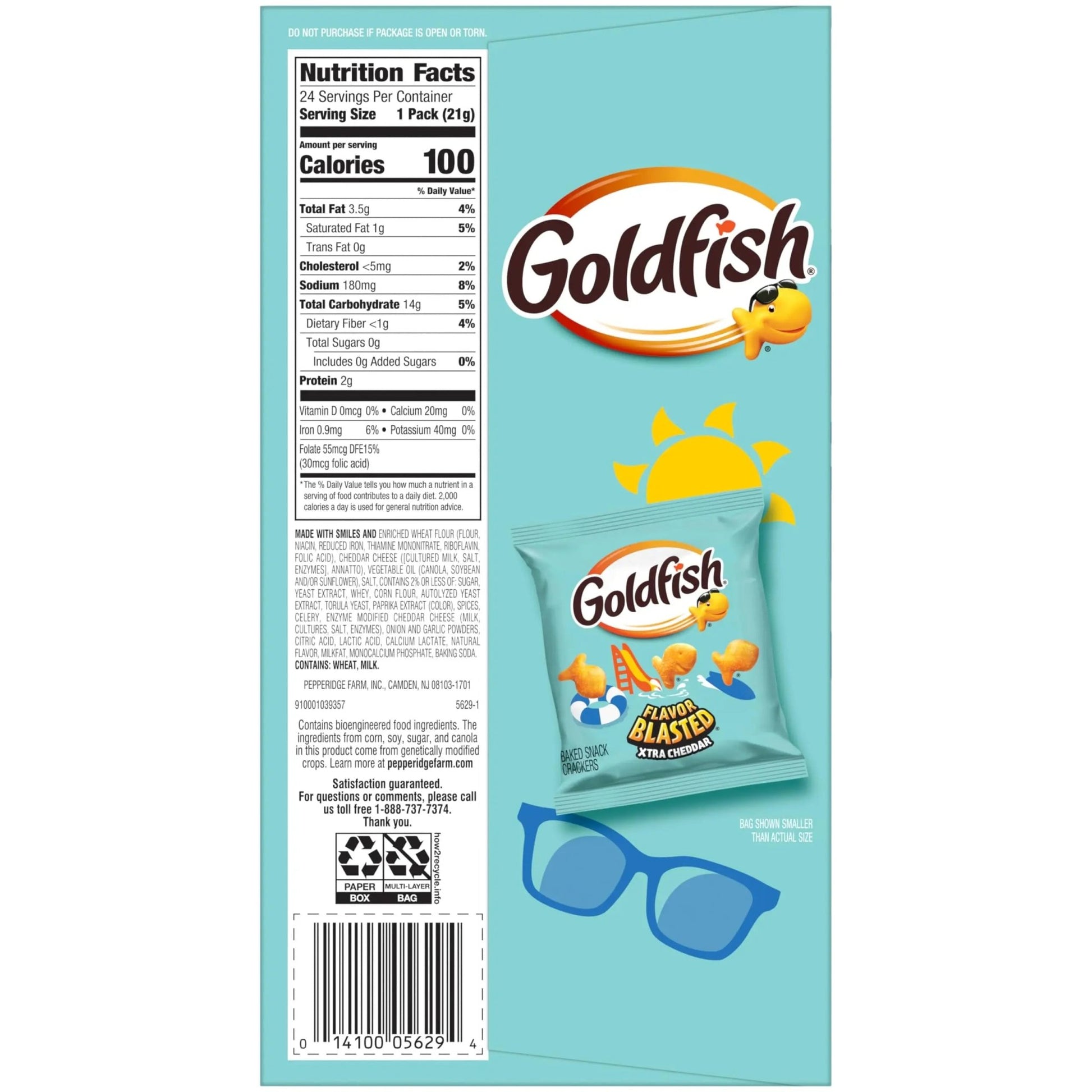 Goldfish crackers Flavor Blasted Xtra Cheddar Cheese Crackers, 24 Summer Snack Packs - Fresh Hearth