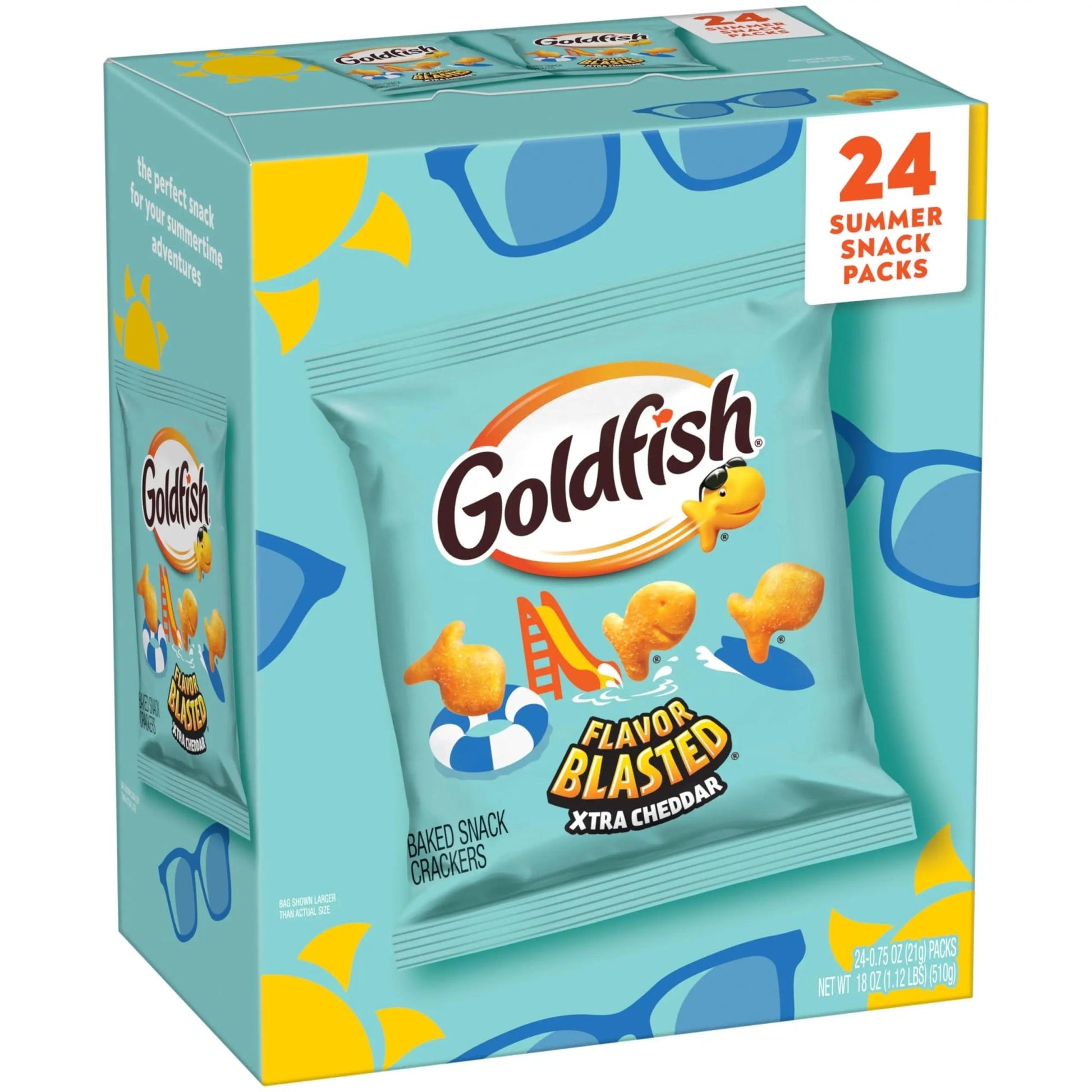 Goldfish crackers Flavor Blasted Xtra Cheddar Cheese Crackers, 24 Summer Snack Packs - Fresh Hearth