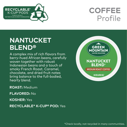 Green Mountain Coffee Roasters Nantucket Blend Keurig Single - Serve K - Cup Pods, Medium Roast Coffee, 96 Count - Fresh Hearth