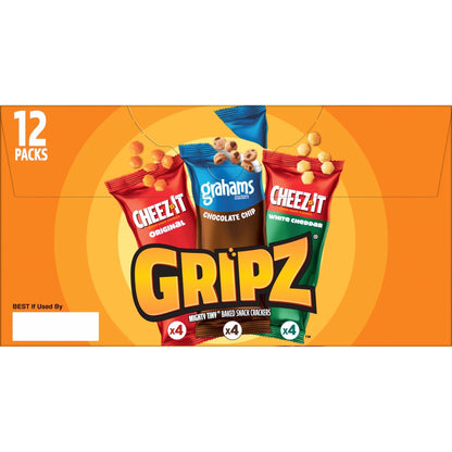 Gripz Mini Baked Snack Crackers, Sweet and Salty Snacks, Variety Pack, 11oz Box (12 Pouches) - Fresh Hearth