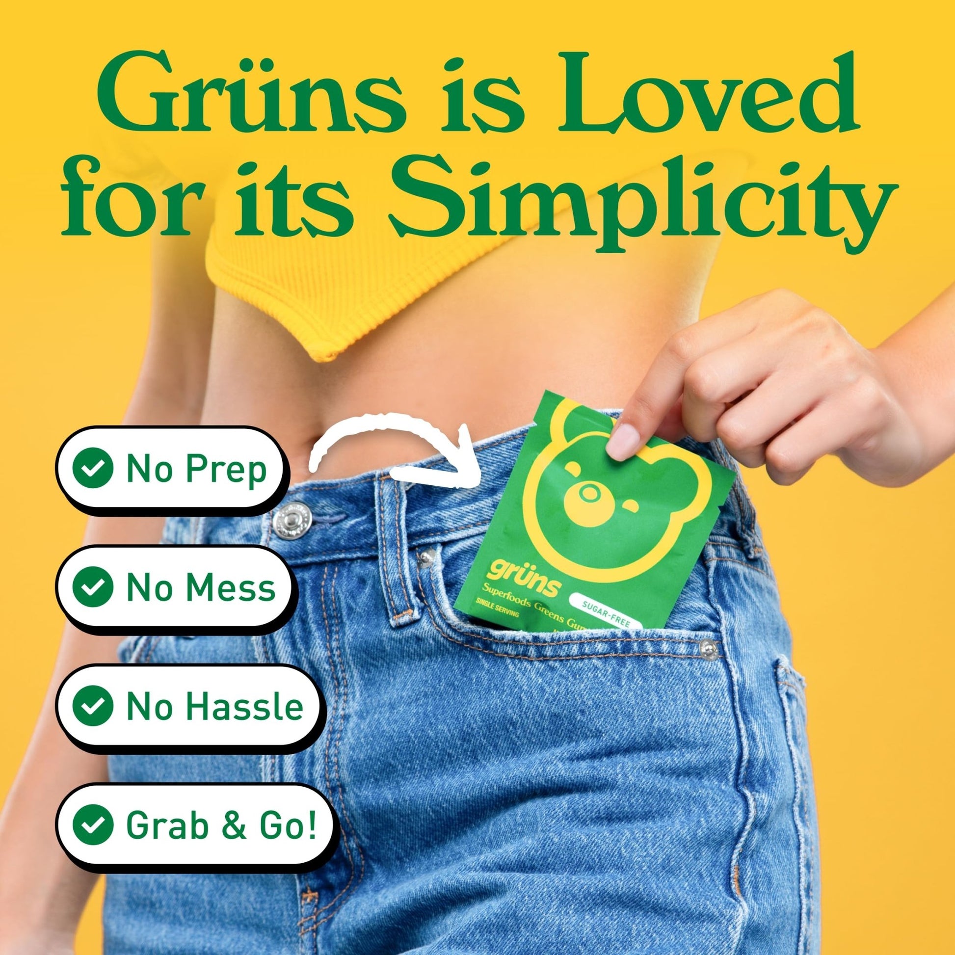 Gruns Adults Super Greens Gummies, Multivitamin Superfood Gummy Bears with Spirulina, Chlorella, Prebiotics & Fiber for Digestive Health, Adaptogens Supplement with 20 Vitamins & Minerals, 28 Count - Fresh Hearth