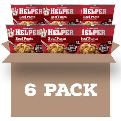 Hamburger Helper Beef Pasta Microwave Cup, 2 oz (6 Pack), Real Beef, 8g Protein, Ready in 4 Minutes, Quick Microwavable Pasta Meal or Snack, Perfect for Midweek Dinners, Busy Evenings, and Families on the Go - Fresh Hearth