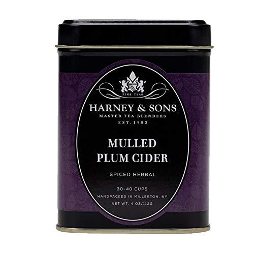 Harney and Sons Mulled Plum Cider, 4oz Loose Leaf Herbal Tea with Cinnamon, Rooibos, Apple Pieces, and Plum, Dark Red, PP - GRCE8634 - Fresh Hearth