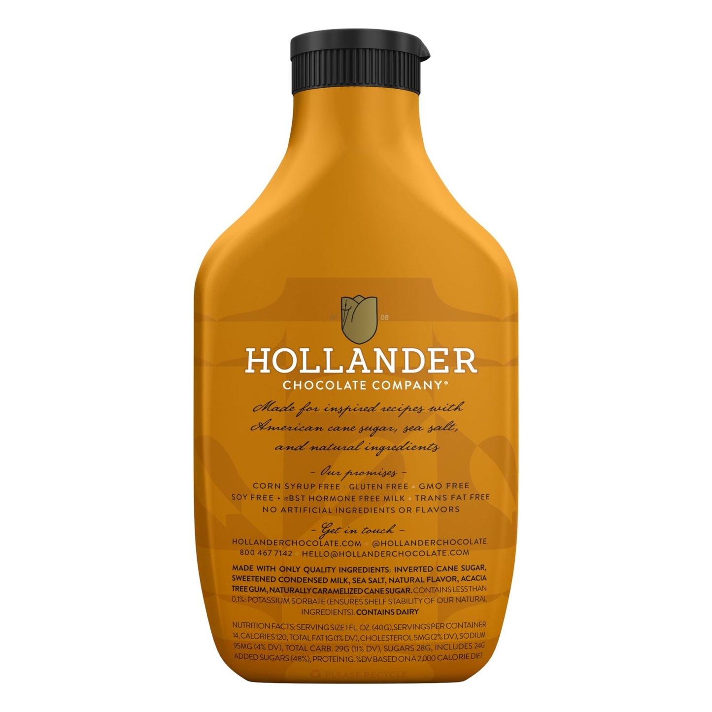Hollander Caramel Café Sauce | GMO Free, Corn Syrup Free, Soy/Gluten Free |15 fl. oz. Squeeze Bottle | Flip Cap - Fresh Hearth