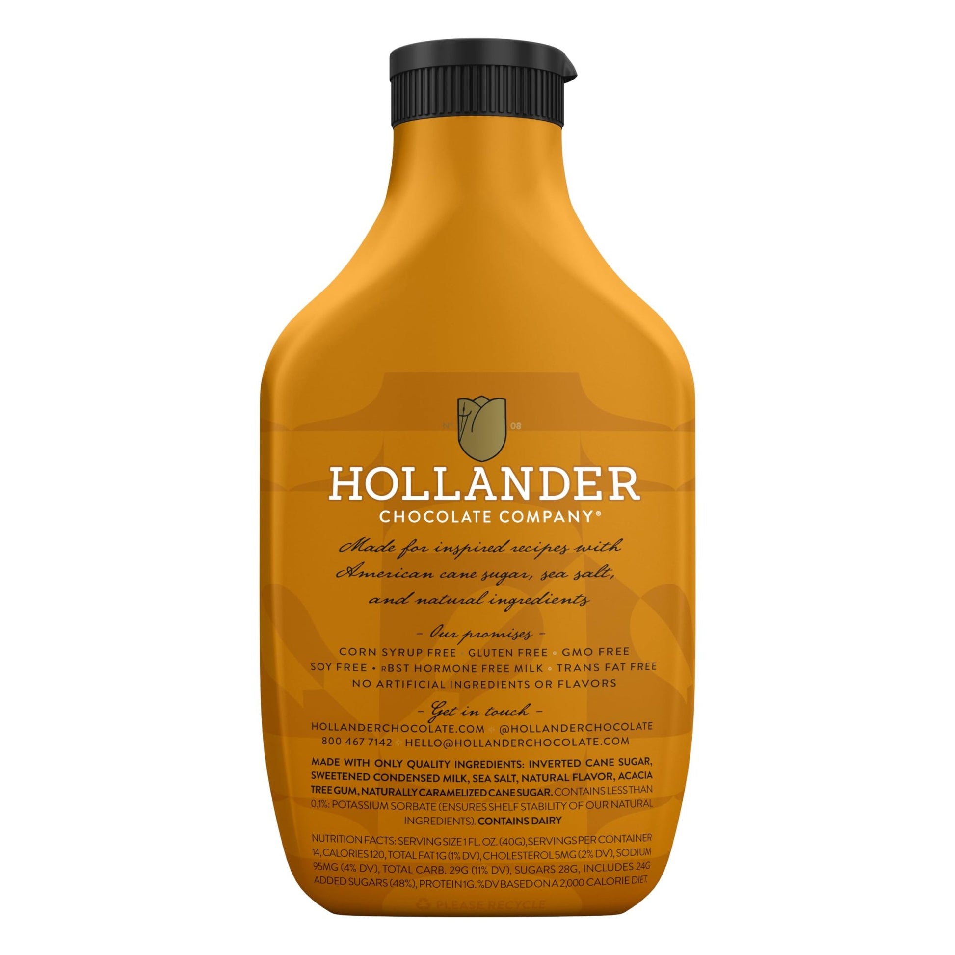 Hollander Caramel Café Sauce | GMO Free, Corn Syrup Free, Soy/Gluten Free |15 fl. oz. Squeeze Bottle | Flip Cap - Fresh Hearth