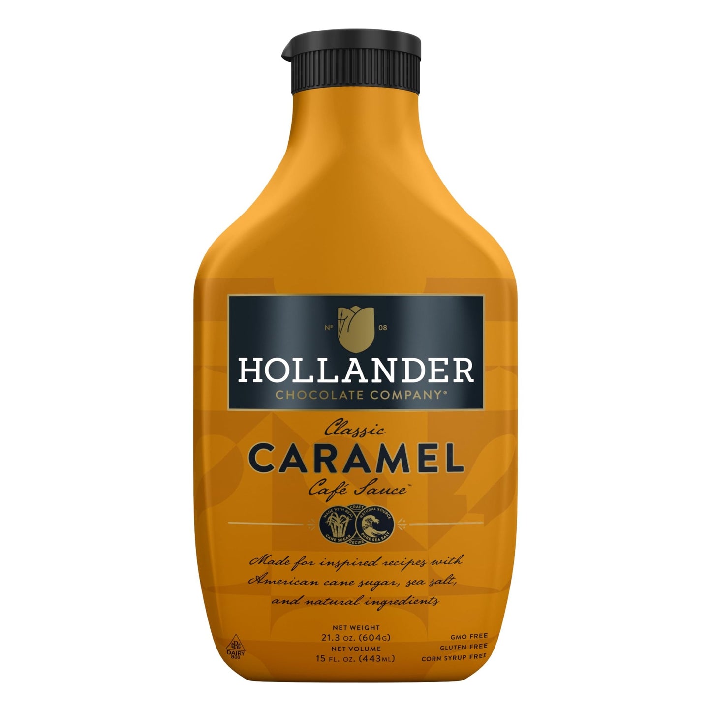 Hollander Caramel Café Sauce | GMO Free, Corn Syrup Free, Soy/Gluten Free |15 fl. oz. Squeeze Bottle | Flip Cap - Fresh Hearth
