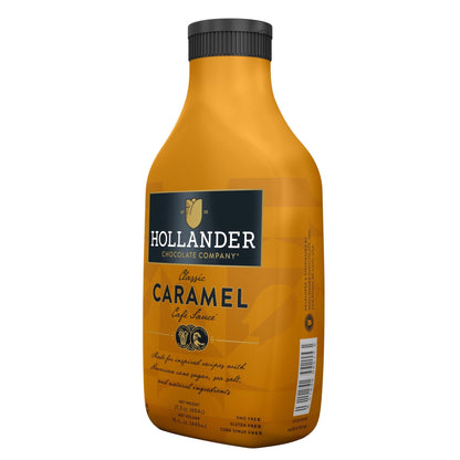 Hollander Caramel Café Sauce | GMO Free, Corn Syrup Free, Soy/Gluten Free |15 fl. oz. Squeeze Bottle | Flip Cap - Fresh Hearth