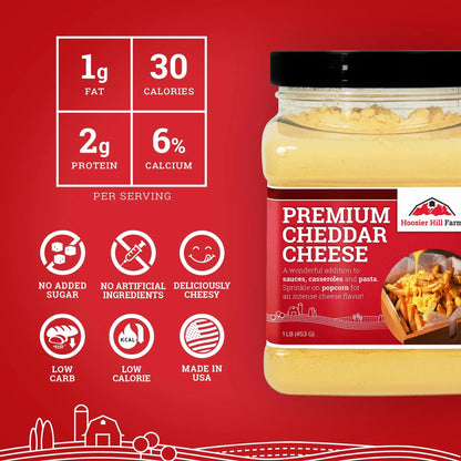 Hoosier Hill Farm Premium Cheddar Cheese Powder (No Artificial Colors), 1LB (Pack of 1) - Fresh Hearth