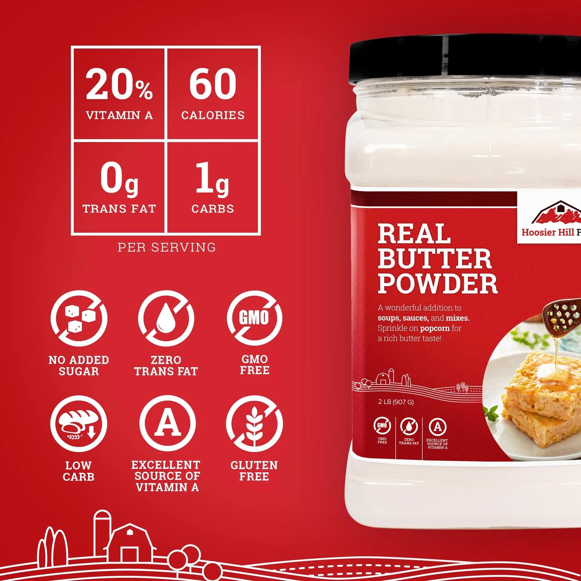 Hoosier Hill Farm Real Butter Powder, 1LB (Pack of 1) - Fresh Hearth