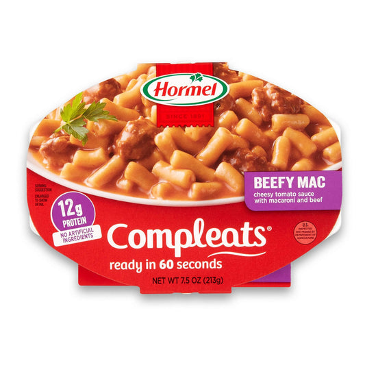 HORMEL COMPLEATS Beefy Mac & Cheese Microwave Tray, 7.5 Ounces (Pack of 7) - Fresh Hearth