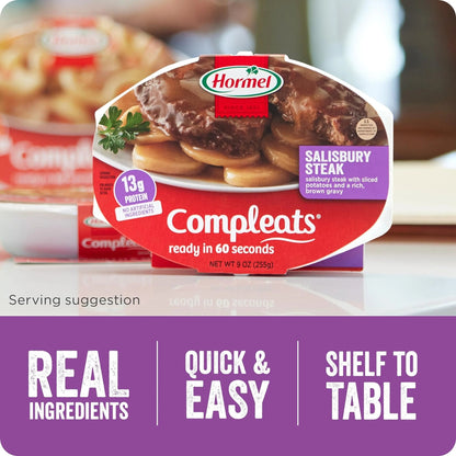 HORMEL COMPLEATS Salisbury Steak Microwave Tray, 9 oz. (6 Pack) - Fresh Hearth