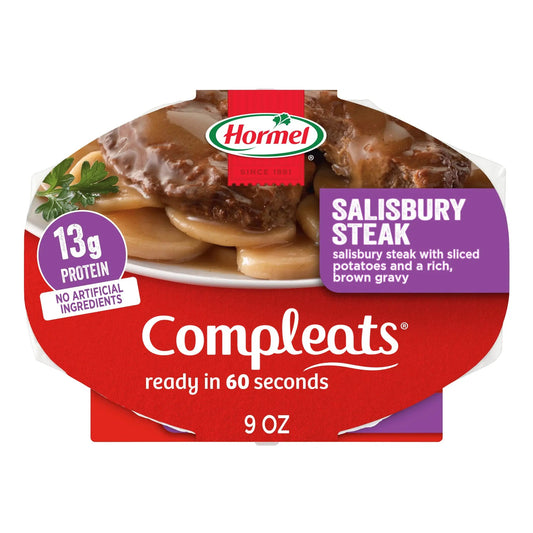 HORMEL COMPLEATS Salisbury Steak Microwave Tray, 9 oz. (6 Pack) - Fresh Hearth