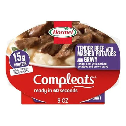 HORMEL COMPLEATS Tender Beef With Mashed Potatoes & Gravy Microwave Tray, 9 oz. (6 Pack) - Fresh Hearth