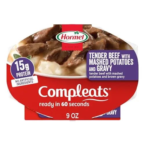 HORMEL COMPLEATS Tender Beef With Mashed Potatoes & Gravy Microwave Tray, 9 oz. (6 Pack) - Fresh Hearth