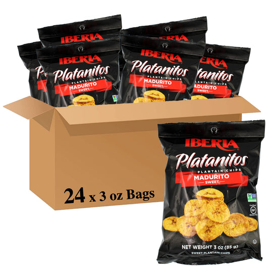 Iberia Naturally Sweet Plantain Chips, 3 oz (Pack of 24) - Fresh Hearth