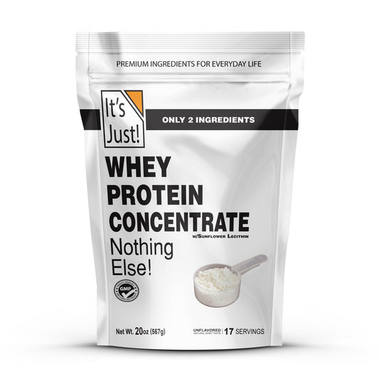 It's Just! - 100% Whey Protein Concentrate, Made in USA, RBST/rBGH Hormone Free, Premium WPC - 80, No Added Flavors or Artificial Sweeteners (1.25 Pound, Unflavored) - Fresh Hearth
