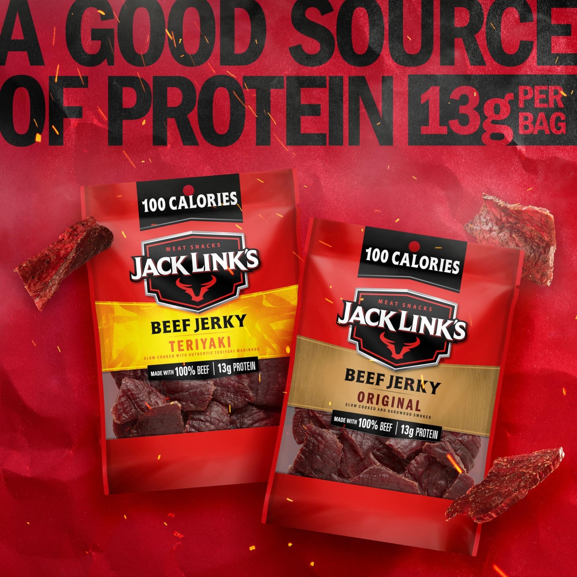 Jack Link's Beef Jerky Variety Pack - Includes Original and Teriyaki Jerky, Bulk Protein Snack Pack, Good Source of Protein, Meat Snacks Made with 100% Beef, Individual Bags - 1.25 Oz (Pack of 9) - Fresh Hearth