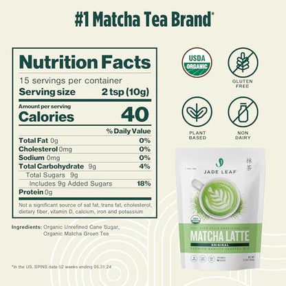 Jade Leaf Matcha Organic Café Style Sweetened Matcha Latte Premium Barista Crafted Mix - Original - Authentically Japanese (5.3 Ounce Pouch) - Fresh Hearth