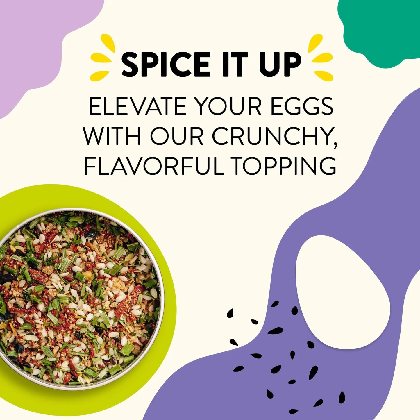 Just Spices Egg Topping, 1.94 OZ I Breakfast and egg seasoning with white sesame, chilli, grated tomato, sea salt and more - Fresh Hearth