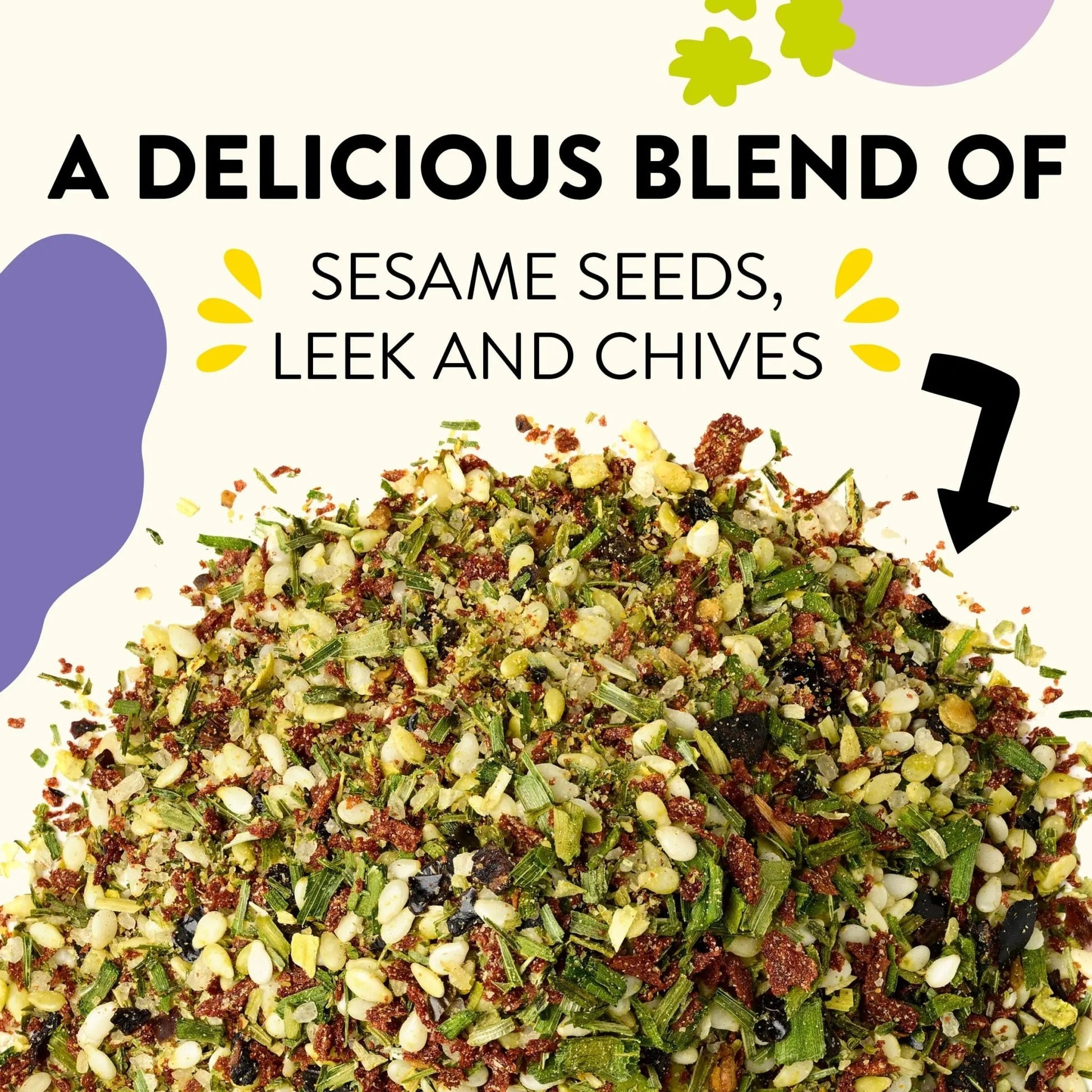 Just Spices Egg Topping, 1.94 OZ I Breakfast and egg seasoning with white sesame, chilli, grated tomato, sea salt and more - Fresh Hearth