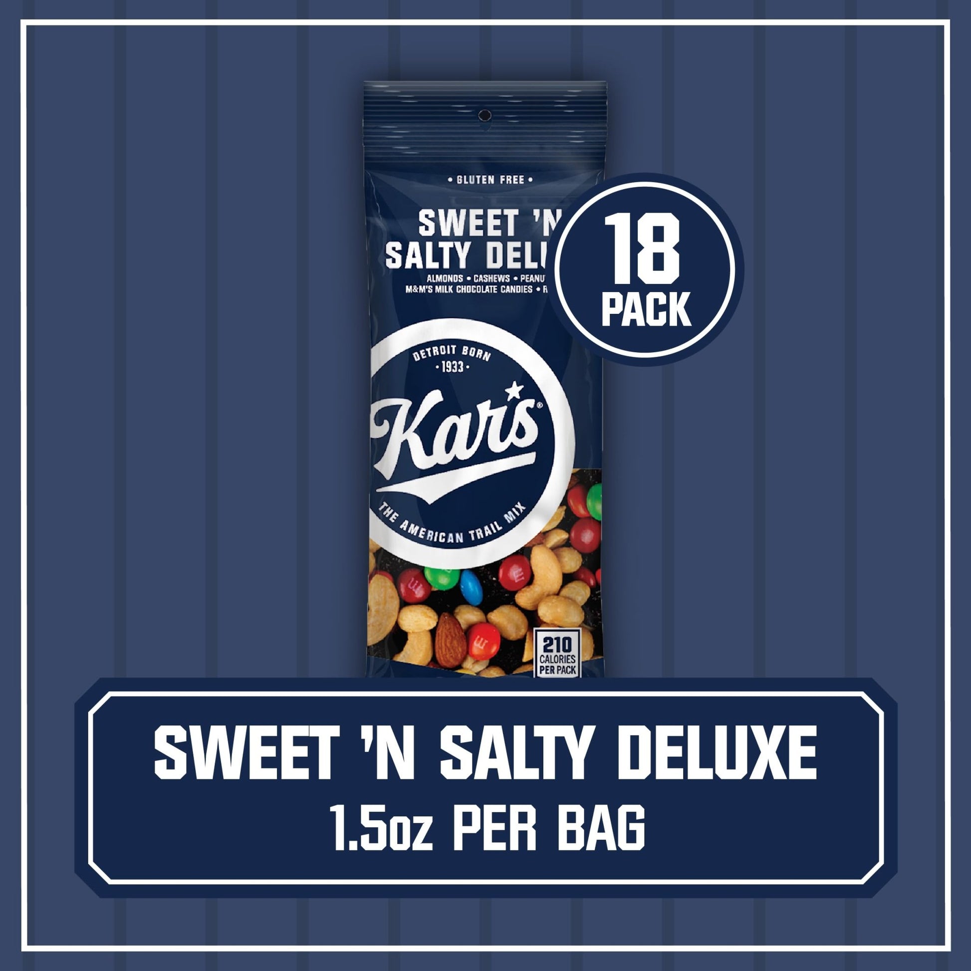 Kar’s Nuts Sweet ‘N Salty Deluxe Trail Mix, 1.5 oz Individual Snack Packs – Bulk Pack of 18, Gluten - Free Snacks - Fresh Hearth