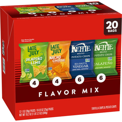 Kettle Brand and Late July Snacks Mix Variety Pack, 20 Count Snack Bags - Fresh Hearth