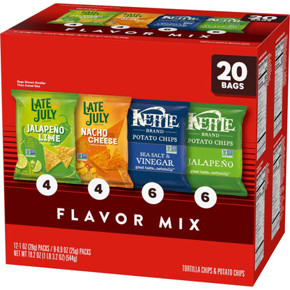 Kettle Brand and Late July Snacks Mix Variety Pack, 20 Count Snack Bags - Fresh Hearth