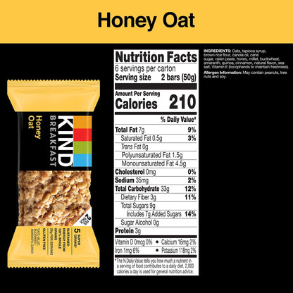 KIND Breakfast Bars, Variety Pack, Honey Oat, Almond Butter, and Peanut Butter, Healthy Snacks, Gluten Free, 3 - 8g Protein, 18 Count - Fresh Hearth